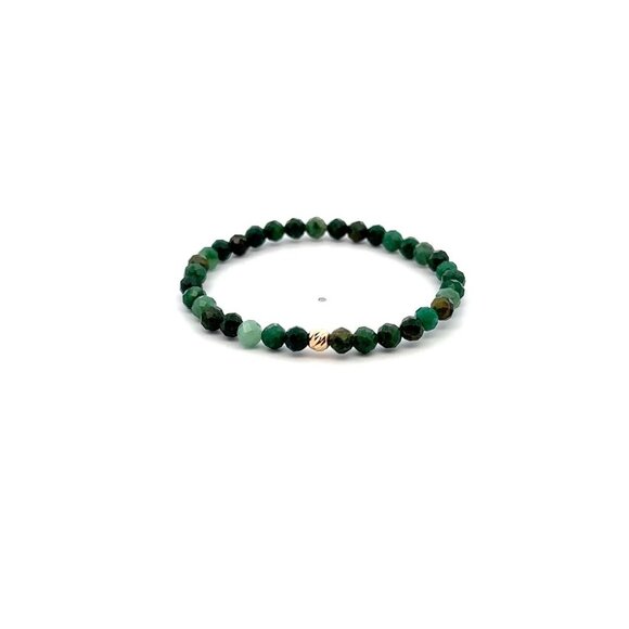 Natural Emerald Gemstone Mini 4mm 18K Gold Bar Faceted Charm Bead May Birthstone - Picture 1 of 5